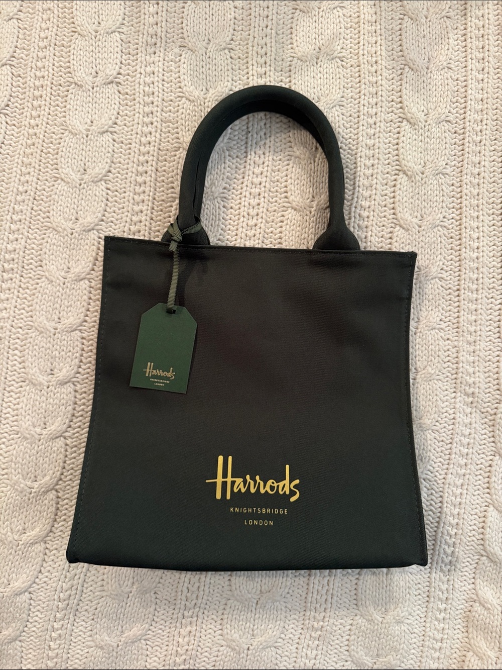 Harrods Knightsbridge London mini tote bag purse in forest green